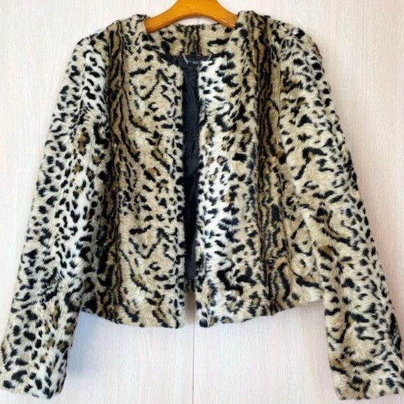 Leopard Cheetah Animal Print Faux Fur Jacket Coat Size XS - Picture 5 of 5